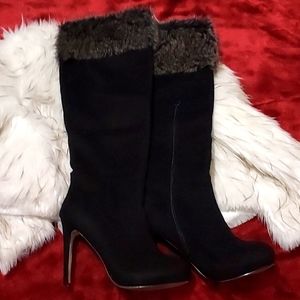 Izabella Rue velvet and fur boots